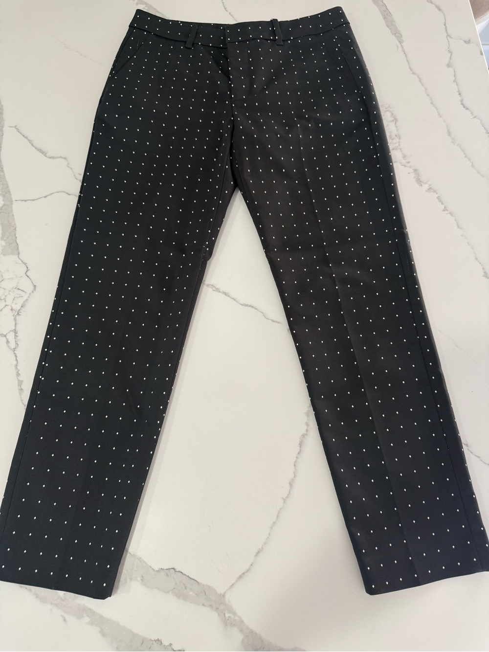 Zara Black Cropped Cigarette Pants Polka Dot Sz M